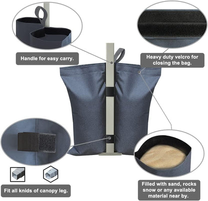 Eurmax USA 130LBS Weight Capacity Pop up Gazebos Weights Sand Bags for Pop up Canopy Tent Pergola Outdoor Instant Canopies, 4-Pack (Without Sand) Grey - color: Gray, style: Twin Cylinder Sand