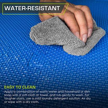 ProsourceFit Weaved Pattern Extra Thick Exercise Puzzle Mat 1-inch, EVA Foam Interlocking Tiles for Protective, Cushioned Flooring for Home and Gym Equipment; Blue, 72 SQ FT, 18 Tiles