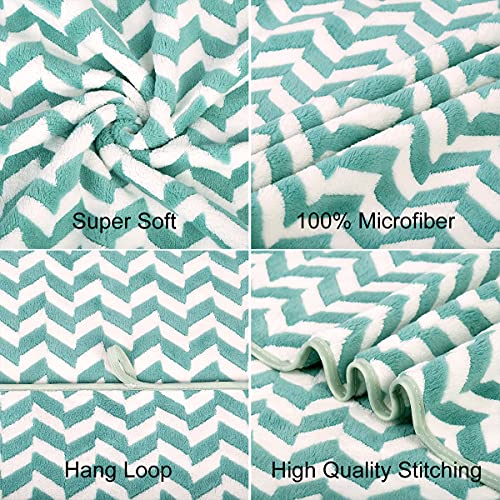 JML Microfiber Bath Towels, 2 Pack, 30" x 60", Chevron Green - color: Chevron Green, size: 2 Pack (30 in x 60 in)