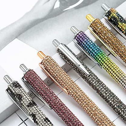 Gullor Click Ballpoint Pens, Diamond-encrusted Ball Pens, Black Ink Medium Point 1mm, for Office Supplies Gift Wedding Birthday - color: Pink, style: 5 Pieces
