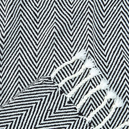 Chanasya Premium Chevron Super Soft Acrylic Throw Blanket with Tassels Cozy Lightweight Fluffy Woven Blanket for Bed Sofa Chair Couch Living Bed Room Black and White Blanket (50x65 Inches) Black - color: Black