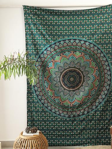 Popular Handicrafts Mandala Hippie Psychedelic Ombre Tapestry Wall Hanging - Indian Maditation Gypsy Bohemian Hippy Dorm Room Decor Tarqouise 82x54 Inch - color: Tarqouise, size: 82"L x 54"W