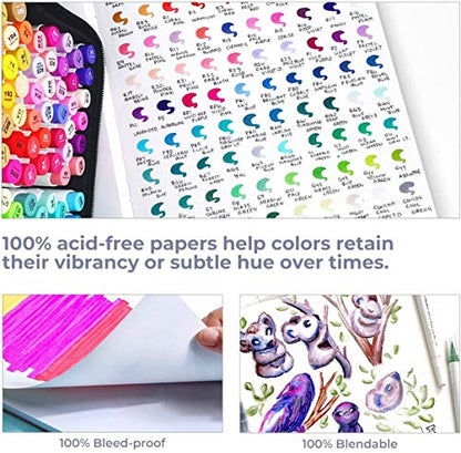 Ohuhu 16.5"x11" Marker Paper Pad Art Sketchbook for Drawing and Sketching | XL A3 Large Sketch Book -120 LB/200 GSM Smooth Drawing Paper -48 Sheets/96 Pages -Spiral-Bound Sketch Pad for Alcohol Markers - size: 16.5" x 11"