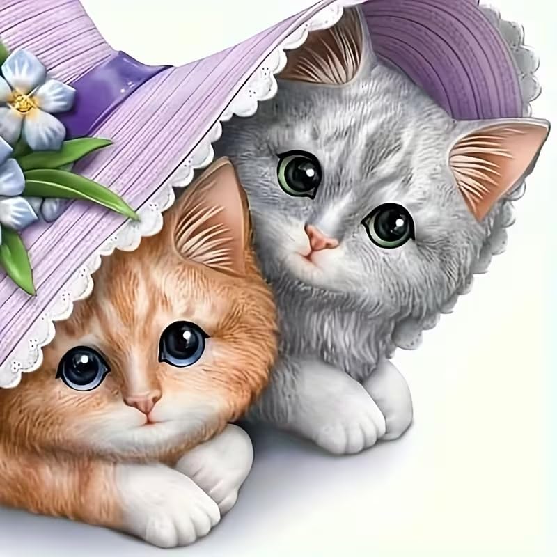 COHAYISY Cat Diamond Painting Kits for Adults-Animal Diamond Art Kits for Adults,5D Diamond Painting,DIY Full Drill Diamond Painting Cat Gem Art and Crafts 12x12 in - color: 26-75 Cat