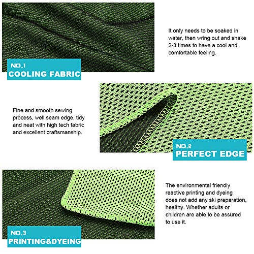 Pack of 20 Cooling Towel 40x12'' Ice Towel for Neck and Face Microfiber Chilly with Bag Breathable Yoga Gym Stay Cool Towels Sweat Rag for Workout Running Camping Pilates Beach, Green - color: Green