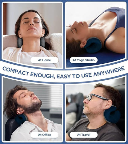Osteo Neck Stretcher with Magnetic Therapy Cover, 2 Modes[Gentle/Strong] Pain Relief Cervical Traction Device, odorless Neck and Shoulder Relaxer, Chiropractic Pillow for TMJ Headache Spine Alignment - color: Blue