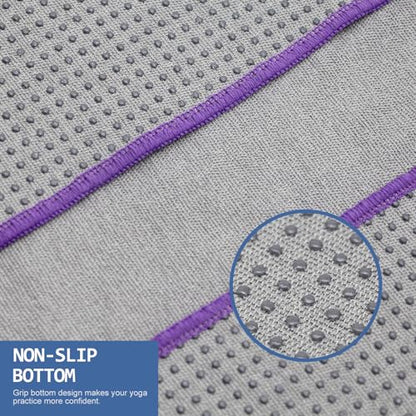 Eunzel Hot Yoga Towel - Microfiber Non Slip Yoga Mat Towel with Grip Dot Sweat Absorbent Towel for Hot Yoga, Pilates and Fitness 72" x 24", Dark Grey/Purple - color: Grey/ Purple