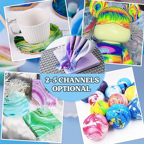 LET'S RESIN 17oz Silicone Split Cup with Handle, 5 Channels | Thick reusable 500 ml cup has five channels and a handle for controlled acrylic paint pouring and resin art - size: 1 Cup (17 oz)