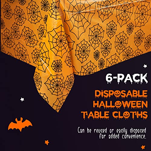 MATICAN Spider Web Plastic Table Covers - 6-Pack Disposable Table Cloths, 54 x 108 Inches, Halloween Party Decorations - color: Spider Web