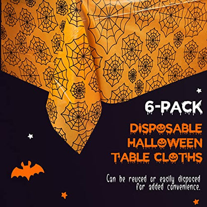 MATICAN Spider Web Plastic Table Covers - 6-Pack Disposable Table Cloths, 54 x 108 Inches, Halloween Party Decorations - color: Spider Web