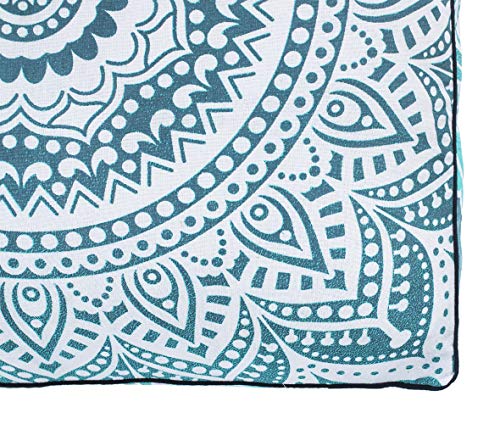 Popular Handicrafts Floor Pillow Cushion Cover - Hippie Mandala Square Ottoman Pouf Cover Indian Ombre Daybed Cotton Cushion Cover with Heavy Duty Zipper - Dog-Pets Bed, 22" Green Grey - color: Green and Grey, style: 22 Inchx 22 Inch Square Pillow cover