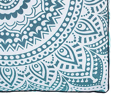 Popular Handicrafts Floor Pillow Cushion Cover - Hippie Mandala Square Ottoman Pouf Cover Indian Ombre Daybed Cotton Cushion Cover with Heavy Duty Zipper - Dog-Pets Bed, 22" Green Grey - color: Green and Grey, style: 22 Inchx 22 Inch Square Pillow cover