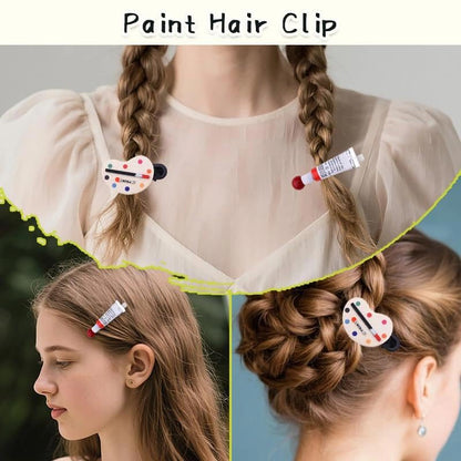 Art Palette Hair Clips Set for Women Cute Paintbrush Hairpins Barrettes for Girls Art Lovers Hair Accessory for Artists Painters Funny Oil Painting Brush Hairs Clips Pins