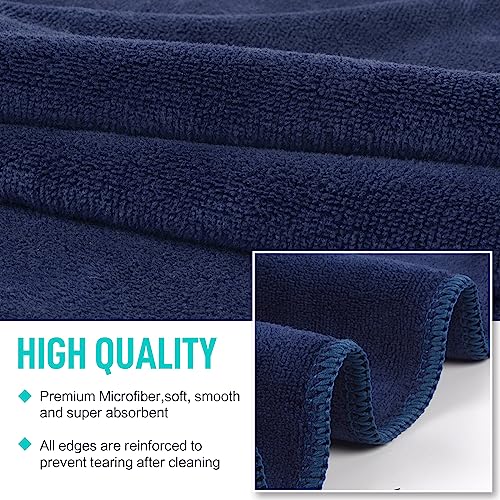 SINLAND Microfiber Gym Towels, Workout Sweat Towel 16x32In - color: Navy Bluex3