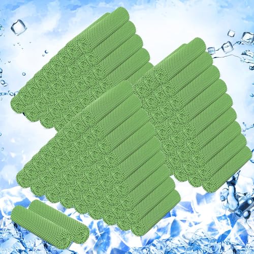 Hosuly 150 Pack Cooling Towels Bulk 40 x 12 Inch Large Chilly Breathable Sweat Sports Cold Towels Sublimation Microfiber Ice Neck Rag for Hot Weather Workout Gym Team Gift (Green) - color: Green