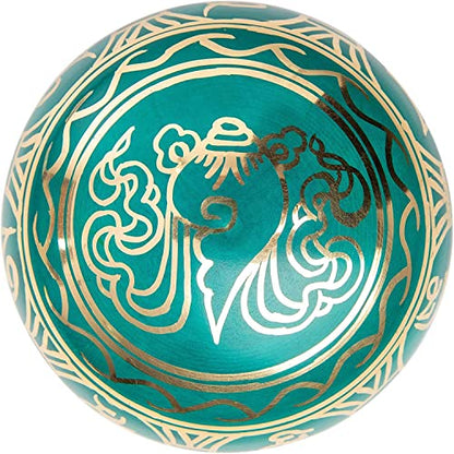 Tibetan Singing Bowl Set - Authentic Handcrafted Mindfulness Meditation Holistic Sound 7 Chakra Healing by Himalayan Bazaar (Turquoise) - color: Turquoise Blue