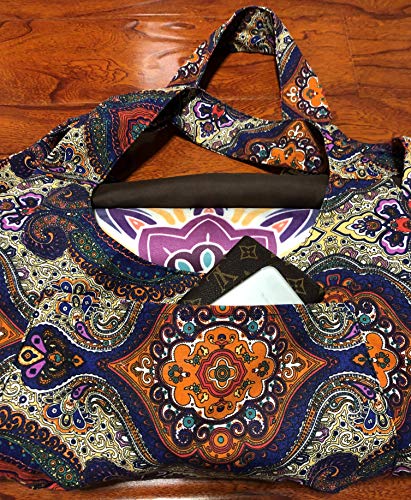 Aozora Yoga Mat Bag Large Yoga Mat Tote Sling Carrier with Pockets Fits Mats with Multi-Functional Storage Pockets Light and Durable - color: Celestial