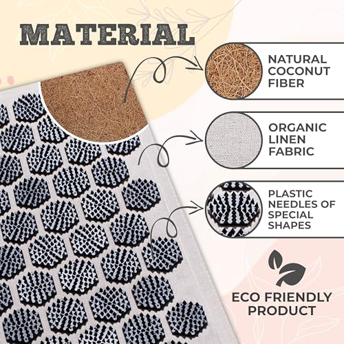 BalanceMate® Acupressure Mat Set with 6,210 Pressure Points for Pain Relief and Relaxation Kit for Back, Neck, and Sleep – Yoga and Meditation Pillow (Soft Cream) - color: Soft Cream