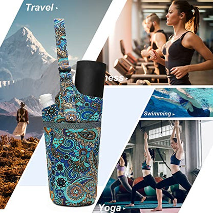 IwIeIaIrI Yoga Mat Bag Cylinder for Women with Large Zipper Pocket - color: Blue