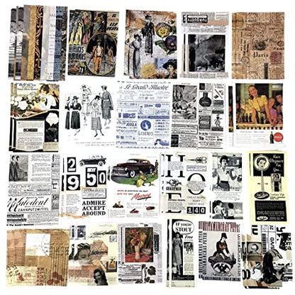 Esweny 200 Pieces Vintage Ephemera Scrapbooking Supplies Pack for Decoupage, Collage Craft, Notebooks, Album, Planners, Paper Scrapbook Stickers Kit (Retro) - style: Retro