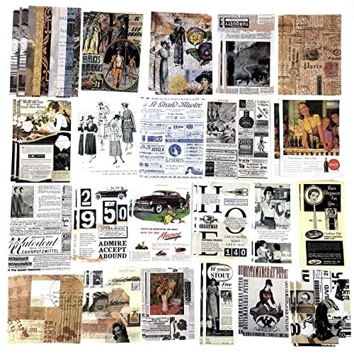 Esweny 200 Pieces Vintage Ephemera Scrapbooking Supplies Pack for Decoupage, Collage Craft, Notebooks, Album, Planners, Paper Scrapbook Stickers Kit (Retro) - style: Retro