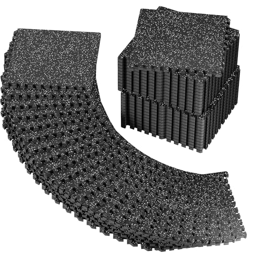 PRAISUN 0.56" Rubber Top Gym Flooring, Heavy Duty Gym Mats for Home Gym - size: 48 Tiles (192 Sq Ft)