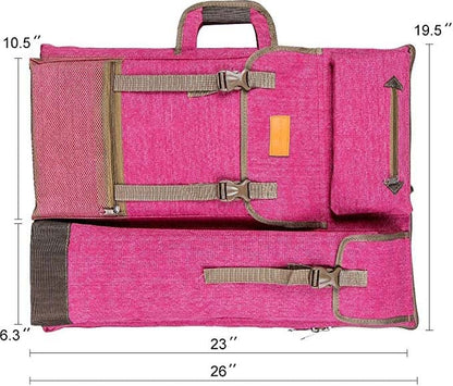 TRANSON Art Portfolio Case Artist Backpack Canvas Bag Large 26” x 19.5” - color: Magenta