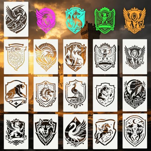 Animal Medal Stencils for Crafts Reusable 16Pcs Stencils(11.8X8.2 Inch) | DIY Art Painting Stencil Furniture Decor Kit for Wood Embroidery Wall Silk Screen Journaling - color: Animal 5