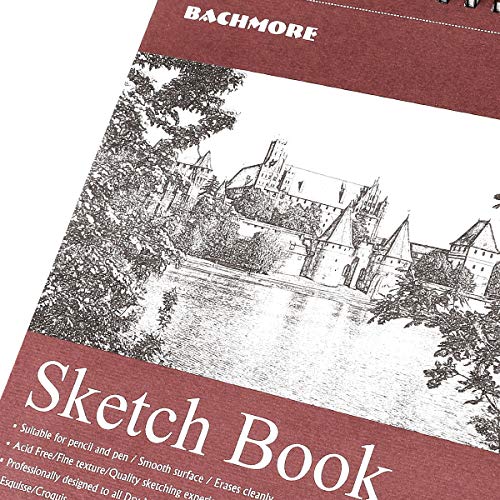 Bachmore Sketchpad 9X12 Inch (68lb/100g), 100 Sheets of TOP Spiral Bound Sketch Book for Artist Pro & Amateurs | Marker Art, Colored Pencil, Charcoal for Sketching (Pack of 2) - color: Burgundy, size: 9'' X 12'' (Pack of 2)