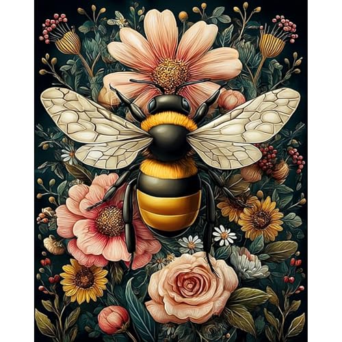 Arttoplus Bee Paint by Numbers Kit for Adults Beginner 16x20 inch | Flowers Adult Paint by Number Kits on Canvas, DIY Acrylic Oil Painting by Numbers for Gift Home Wall Decor (Without Frame) - color: MT22034-US