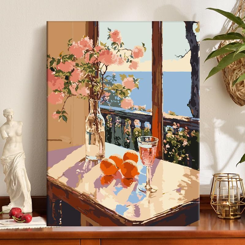 ZRIZQ Paint by Numbers Kit for Adults Beginner,Flowers Landscape,16x20 | Full set with wooden brushes,rolled canvas,rich paints.Calming activity.Beginner friendly.Just open and paint. - color: 16"X20"Rolled Canvas-Flowers 6