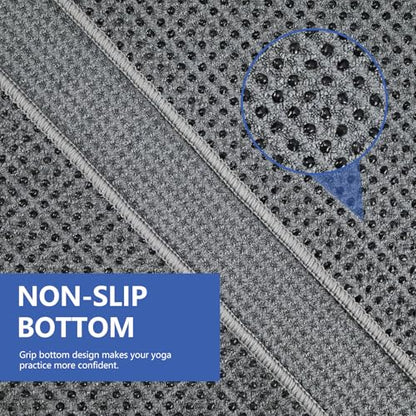 Hot Yoga Towel - Microfiber Non Slip Yoga Mat Towel with Grip Dot Sweat Absorbent Towel for Hot Yoga, Pilates and Fitness 72" x 24", Grey - color: Grey