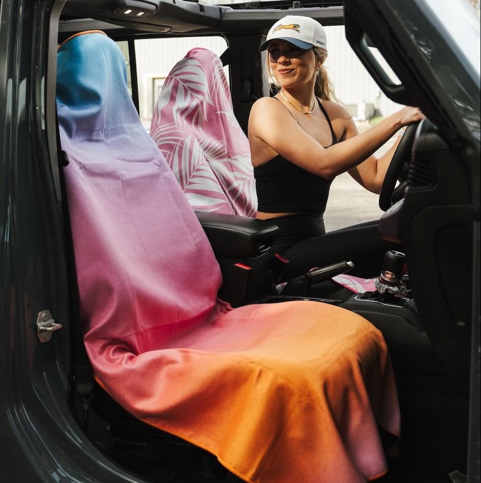Sprints Athletic Running Towel, Full-Sized, Car Seat Cover - Performance Microfiber (Golden Glow) - color: Golden Glow W/ Snaps