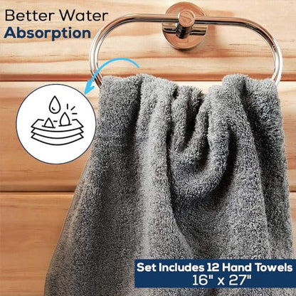 SIMPLI-MAGIC Towels, Hand, Gray 12 Count - color: Gray, size: 12 Count