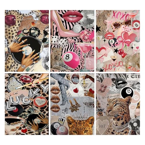 6 Pack Fashion Diamond Art Kits for Adults Diamond Painting Kit for Adults | Cute Fashion Modern 5D Diamond Dots Gem Art Crafts with Tools, Round Full Drill Crafts for Home Wall Decor-12X16in - color: DP03178, size: Round diamond painting