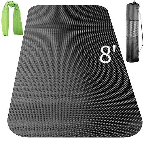 Large Exercise Mat,Exercise Equipment Mat,Treadmill Mat, Exercise Bike Mat, Workout Mats for Home Gym Mats Gym Flooring Rubber Workout Mat Fitness Mat Large Yoga Mat Cardio Mat for Weightlifting, Jump Rope, Non-slipping - color: 96"L x 32"W