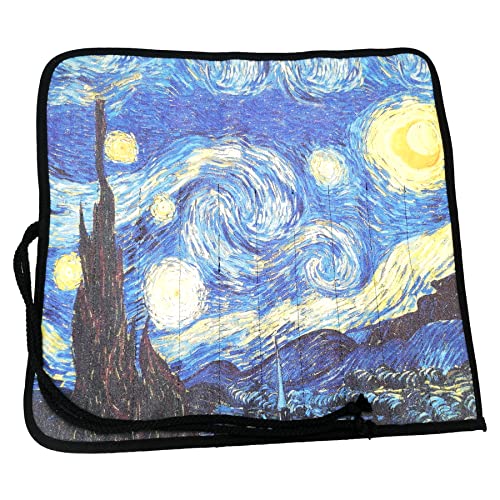 Funny live Paint Brush Holder Art Supplies, Artist Brush Holder & Storage Organizer Roll-Up Case Bag, Protect Acrylic Oil Watercolor Paintbrushes (Starry Night 20 Slot Pockets) - color: Starry Night 20 Slot Pockets
