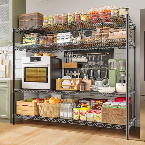 REIBII 4-Tier 2560LBS Heavy Duty Shelving,55.5"W Adjustable Storage Shelves | 2560 lbs commercial shelf,heavy-duty steel,25mm rods,powder-coated rust-proof,adjustable tiers, ool-free,garage, warehouse - size: 55.5"H x 55.5"W x 18"D