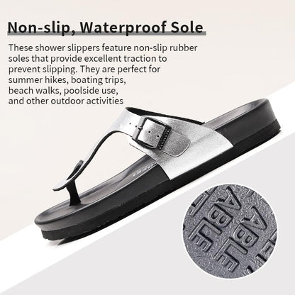 Women Arch Support Flip Flops – Adjustable - color: Silver, size: 8
