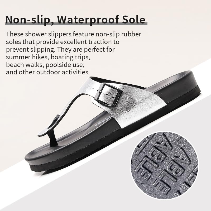 Women Arch Support Flip Flops – Adjustable - color: Silver, size: 9