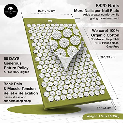 BED OF NAILS The Comfortable Acupressure Mat - 2 Pack Premium Acupuncture Mats for Back Pain Relief, Increased Energy, Relaxation, FSA/HSA Eligible, Carry Bag, Black & Green