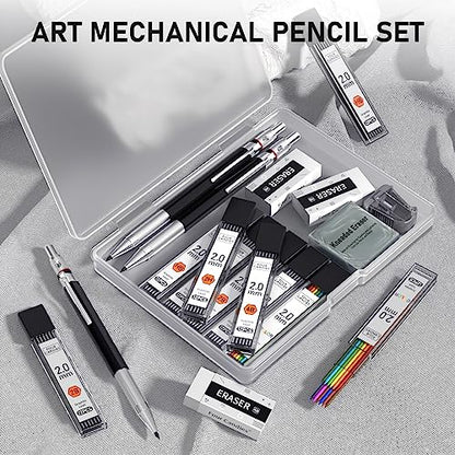 Four Candies Art Mechanical Pencil Set 3PCS 2MM Mechanical Pencils+Metal Mechanical Pencil Set - 3PCS 0.5mm Art Mechanical Pencils