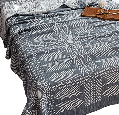 MEJU Indian Bohemia Muslin Summer Boho Blanket Throw for Bed Sofa Couch, 100% Combed Cotton 3 Layer Soft Warm Quick Dry Throw Blanket Bed Coverlet (Boho, F/Q 80 in X 90 in - color: Boho, size: F/Q 80 in x 90 in