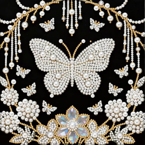 Butterfly Diamond Pearl Art Painting Kits for Adults 11.8 x 11.8 inch | 5D Special Shaped Diamond Painting Kits for Adults Beginner,DIY Pearl Diamond Dots Gem Art Craft for Home Decor - color: HL070