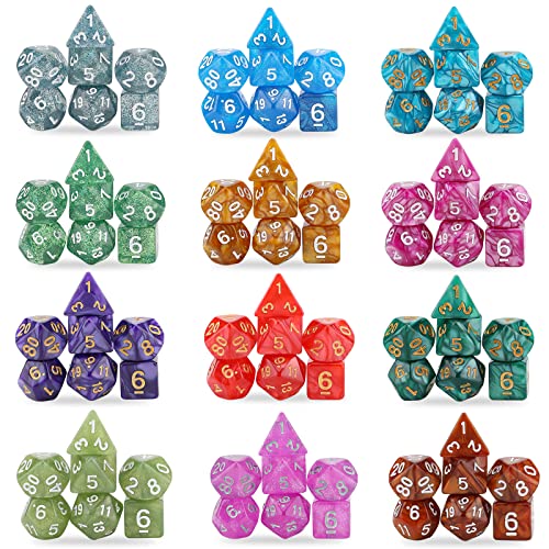 Polyhedral Dice Set- 25 X 7 (175 Pieces) DND Dice with Storage Pouch - color: 25sets-2