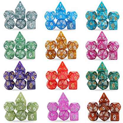 Polyhedral Dice Set- 25 X 7 (175 Pieces) DND Dice with Storage Pouch - color: 25sets-2