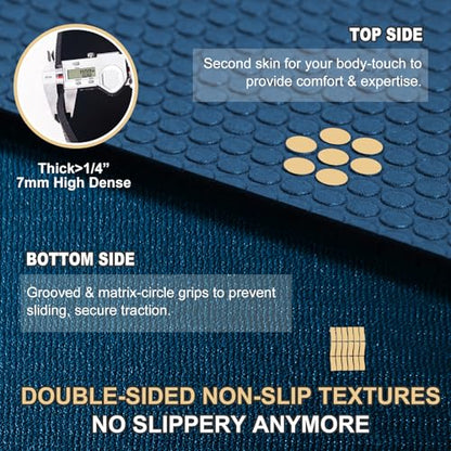 GXMMAT Extra Large Exercise Mat 16'x6'/12'x6'/10'x6'/8'x6'(7mm) - color: Navy Blue, size: 6*8 FT