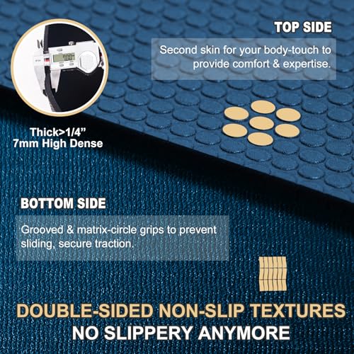 GXMMAT Extra Large Exercise Mat 16'x6'/12'x6'/10'x6'/8'x6'(7mm) - color: Navy Blue, size: 6*8 FT