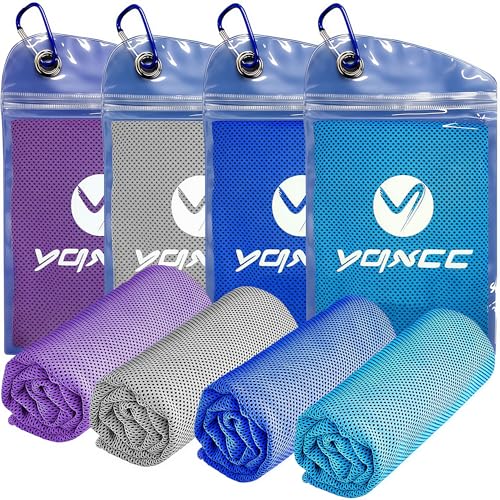 YQXCC 쿨링 타월 4팩, 101.6cm x 30.5cm(40 x 12인치), 목과 얼굴을 위한 쿨 콜드 - color: 다크 블루 + 라이트 블루 + 라이트 그레이 + 퍼플
