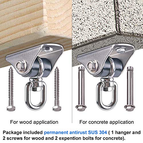360° Swivel Silent Swing Hanger 1000 LB Capacity Hammock Chair Mount Stainless Steel Swing Hardware Ceiling Mount for Hanging Chair, Porch Swing, Yoga Swing, Heavy Bag - color: 1pcs 360° Silent Swing Hanger